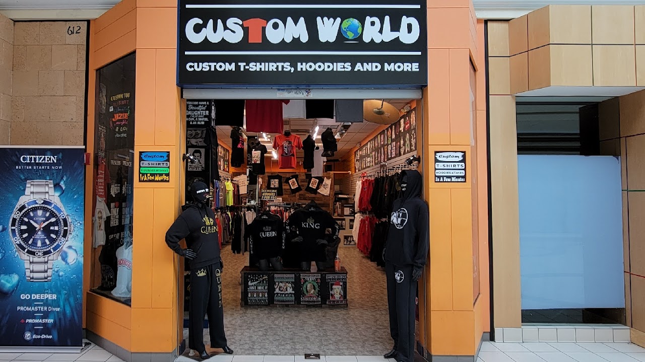 Custom World @ West Oaks Mall / Hoodies, T-shirts, Hats
